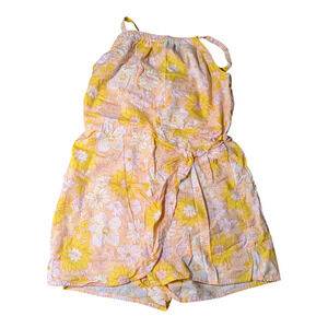 Wonder Nation-Girls Pink/Yellow- Flowered Romper Size M 7-8 Well Cared For